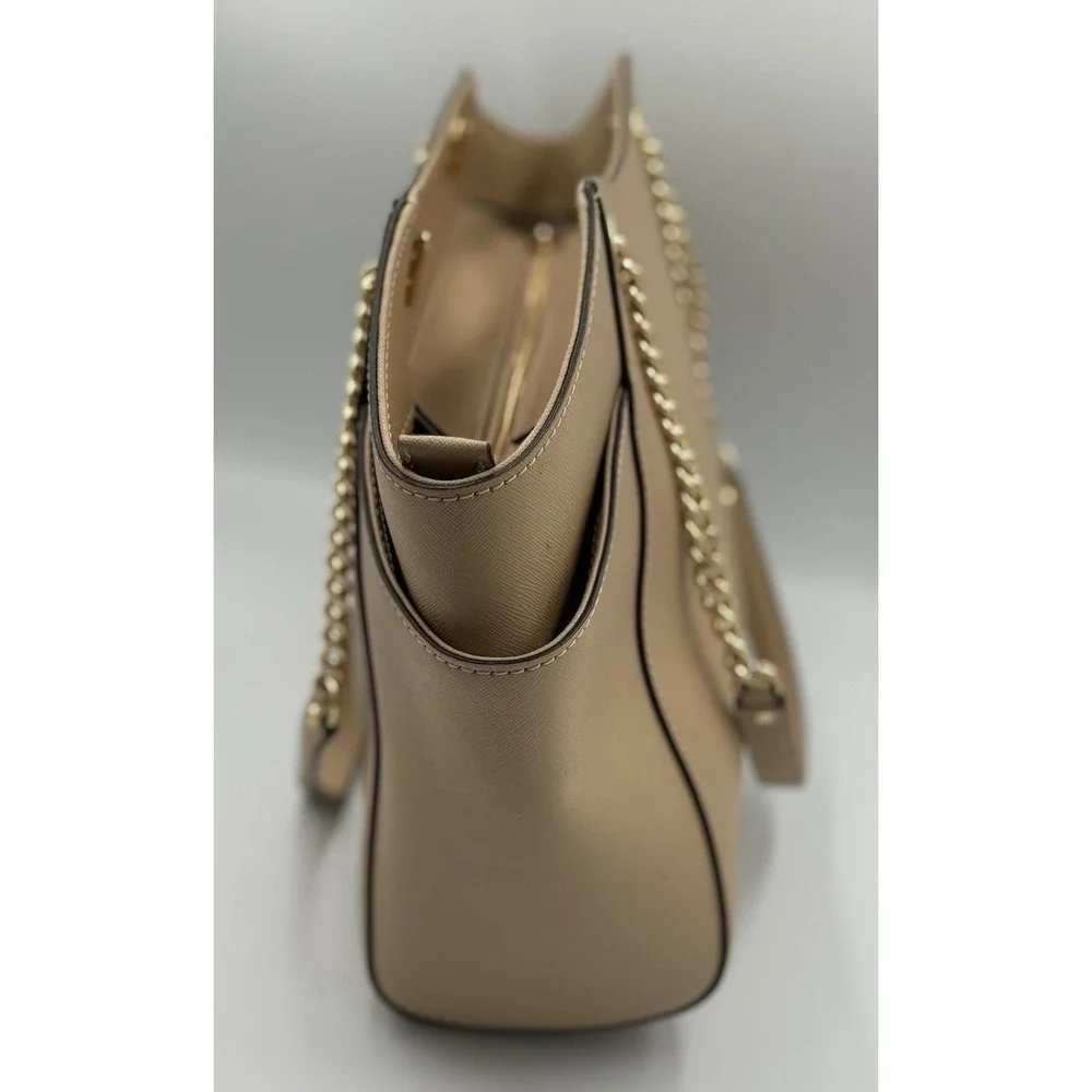Michael Kors Jet Set Travel Chain Shoulder Tote Oyster MK Signature Handbag NWT